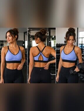 Brooks Lavender Sports Bra with Black Band and Crisscross Straps